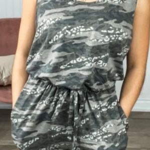 Animal print and camo jumpsuit medium